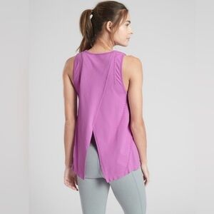 Athleta W Sz. Small Purple Foothill Tank Top Split Back Workout Everyday Casual